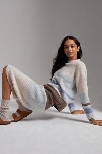 Flat White Lynnette Striped Jumper and Skirt Set / colour block knitted fashion sets / colourblock skirts and jumpers