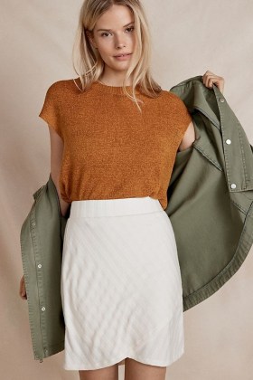 Anthropologie Brunswick Knitted Mini Skirt | stylish knits | pull on wrap style skirts - flipped