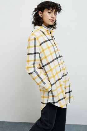 BB Dakota Eldridge Plaid Shirt Jacket / yellow checked shackets / longline check shacket - flipped