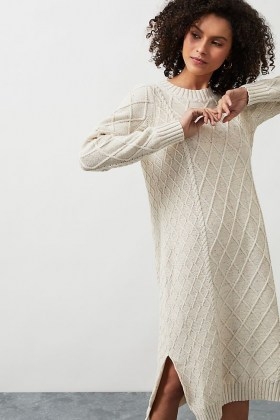 ANTHROPOLOGIE Molly Cable-Knit Midi Dress / knitted sweater dresses - flipped