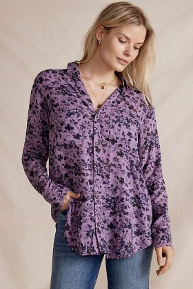 Pilcro Classic Buttondown Shirt Purple - flipped