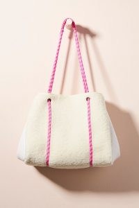 ANTHROPOLOGIE Annie Faux-Sherpa Tote Bag / textured shearling look bags