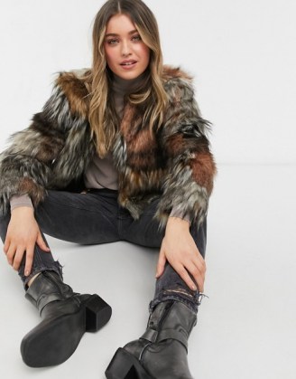 BB Dakota patch my drift faux fur coat in tan | retro winter coats | 70s vintage look shaggy jacket