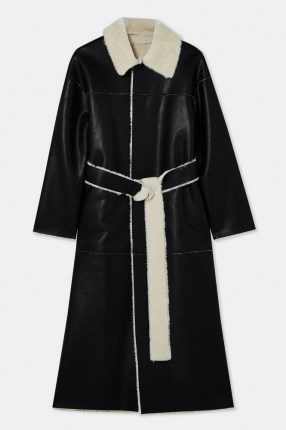 TOPSHOP Black And White Reversible PU Coat ~ monochrome winter coats ~ faux leather / fur outerwear - flipped