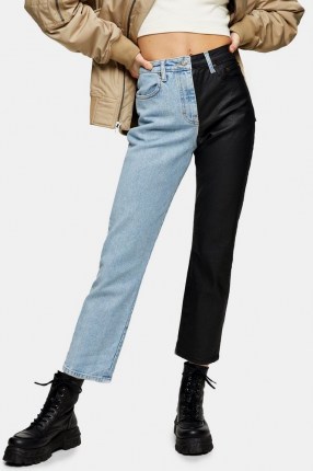 Topshop Bleach Colour Block Straight Jeans | colourblock denim - flipped