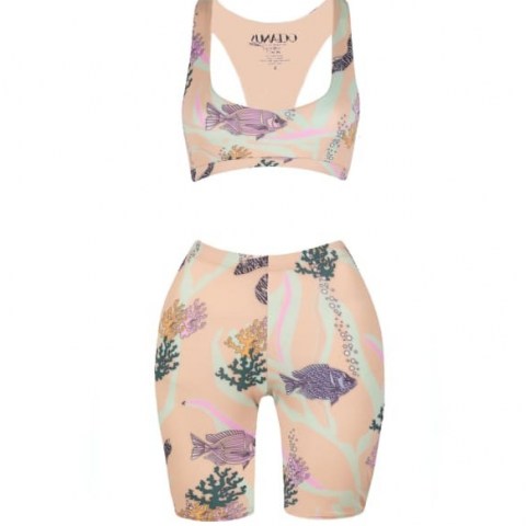Oceanus Bonnie Cycling Shorts & Top Set / ocean inspired prints / sports workout sets / fish - flipped