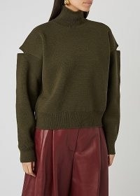 BOTTEGA VENETA Army green cut-out cashmere jumper