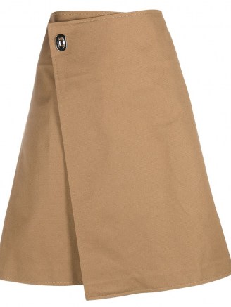 Bottega Veneta side fastening A-line skirt ~ light brown asymmetric wrap style skirts - flipped