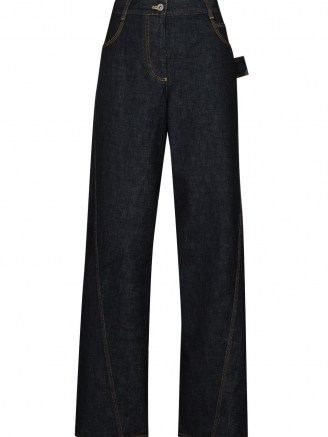 VERSACE Zipped-cuff skinny-leg jeans | slouch leg | dark blue denim - flipped