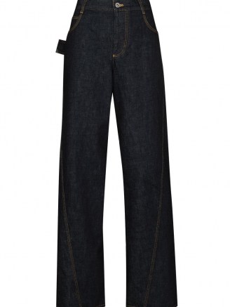 VERSACE Zipped-cuff skinny-leg jeans | slouch leg | dark blue denim