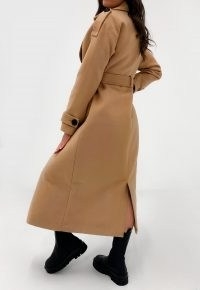 MISSGUIDED camel formal trench coat ~ light brown belted coats