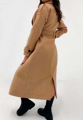 MISSGUIDED camel formal trench coat ~ light brown belted coats