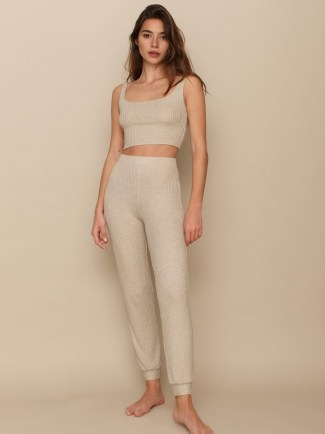 Reformation Carmel Two Piece – rib knit loungwear co ords – leggings and crop top set