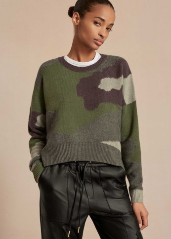 Me+Em Cashmere Camouflage Jumper ~ meandem knitwear ~ camo patterned jumpers ~ khaki green sweater - flipped