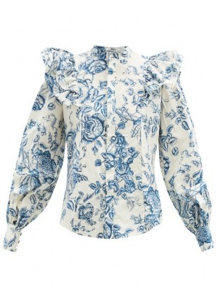ERDEM Caterina Toile de Jouy-print cotton-poplin blouse / French floral prints - flipped