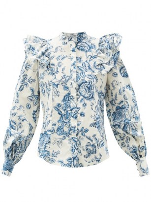 ERDEM Caterina Toile de Jouy-print cotton-poplin blouse / French floral prints