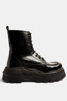 Topshop CONSIDERED VERITY Vegan Black Chunky Lace Up Boots – faux leather thick sole combats - flipped
