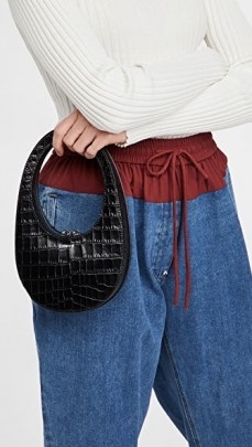 small croc effect handbag / Coperni Mini Swipe Bag / crocodile embossed leather bags - flipped