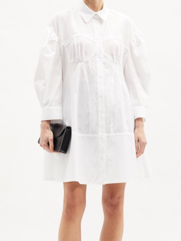 SIMONE ROCHA Corset cotton-poplin shirt dress | white fitted bust dresses