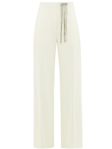 CHRISTOPHER KANE Crystal-embellished brushed wool-twill trousers