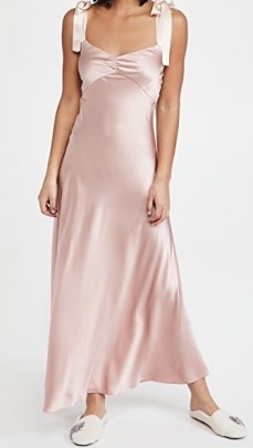 DANNIJO Dress with Bow Tie Straps in Mauve ~ silk vintage style dresses - flipped