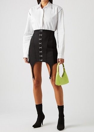 DION LEE Garter black panelled mini skirt ~ corset style kirts