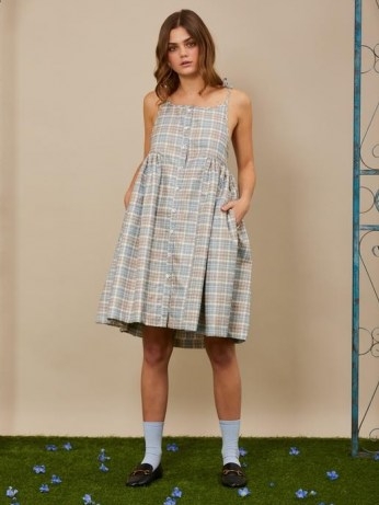 sister jane Merry-go-round Mini Dress / checked skinny strap dresses / embellished fashion - flipped