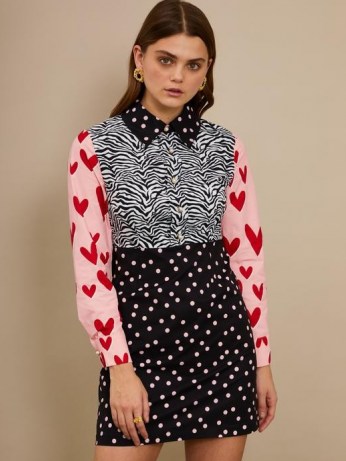 sister jane Pick and Mix Mini Dress / spot and heart prints / mixed print dresses / zebra / hearts / polka dots - flipped