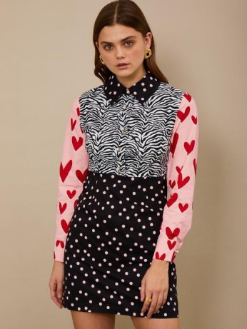 sister jane Pick and Mix Mini Dress / spot and heart prints / mixed print dresses / zebra / hearts / polka dots