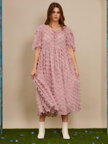 sister jane Smile Seeker Midi Dress ~ romantic textured dresses with volume ~ flowing fashion - flipped