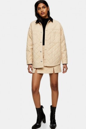 TOPSHOP Ecru Quilted Denim Jacket ~ quilt pattern jackets - flipped
