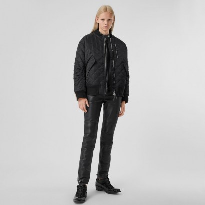 BURBERRY Diamond Quilted Nylon and Cotton Bomber Jacket ~ classic style jackets