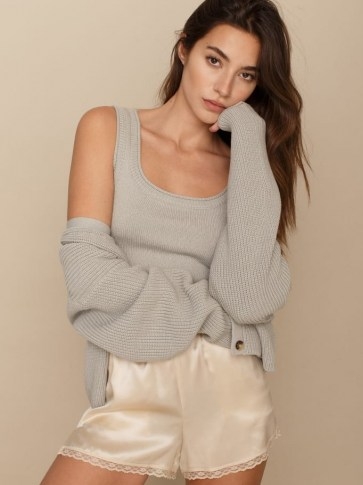 Reformation Elke Cotton Tank And Cardigan Set – knitted loungewear co-ords – cardigans and tops - flipped