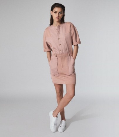 REISS EMLYN PANEL DETAIL SWEATSHIRT DRESS PINK / casual weekend dresses - flipped