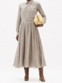 GABRIELA HEARST Erella pleated wool-blend voile shirt dress ~ pleat detail dresses