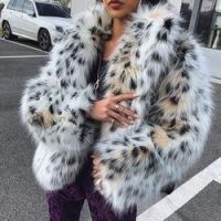 Ultamodan Faux Fur Leopard Print Coat ~ winter glamour ~ fluffy animal print coats