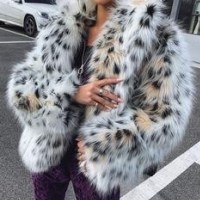 Ultamodan Faux Fur Leopard Print Coat ~ winter glamour ~ fluffy animal print coats