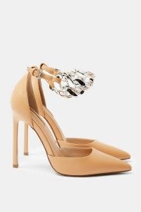 FAZE Stone Chain Court Heels ~ chunky ankle detail courts ~ pointed toe stiletto heel shoes