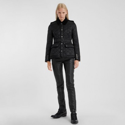 Burberry Cotton Gabardine Panel Diamond Quilted Jacket ~ belted quilt detail jackets - flipped