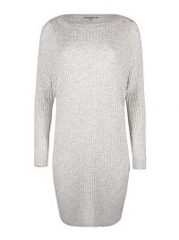OLIVER BONAS Flat Rib Grey Knitted Jumper Dress | classic rib knit dresses