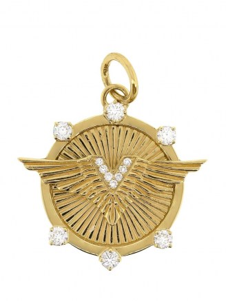 Foundrae 18kt yellow gold diamond Passion medallion / circular luxe medallions / round luxury pendants - flipped