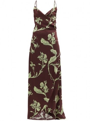 JOHANNA ORTIZ Given Promise floral-print silk slip dress ~ brown cami strap dresses