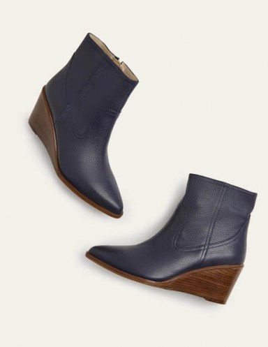 Boden Grafton Boots | navy blue wedges | wedge heels - flipped
