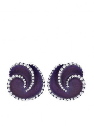 graziela diamond swirl stud earrings / purple statement studs - flipped