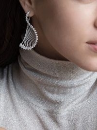 graziela 18kt white gold diamond wide curve earrings / curved statement drops / luxe jewellery