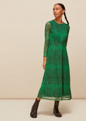 WHISTLES SPECKLED ANIMAL MESH DRESS ~ green sheer overlay dresses