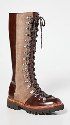 Grenson Nanette Hi Boots ~ long lace up tonal brown boot