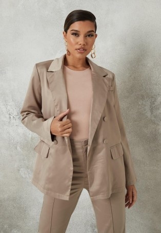 MISSGUIDED grey satin oversized blazer ~ luxe style blazers - flipped