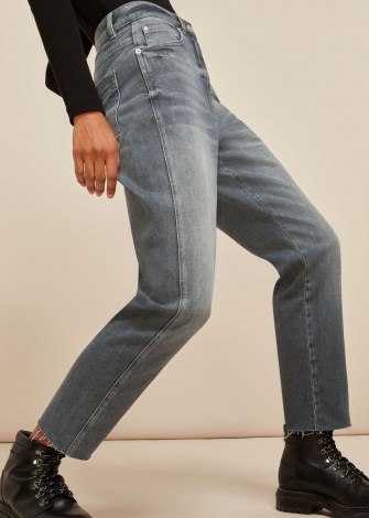 WHISTLES SLIM FRAYED DETAIL JEAN / grey denim jeans