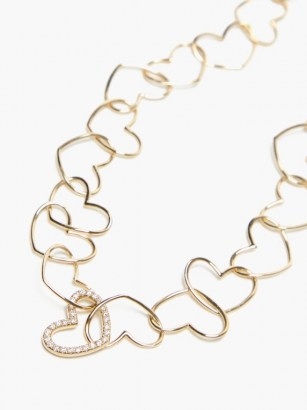 YVONNE LÉON Heart-link diamond & gold necklace | luxe necklaces | hearts | fine jewellery - flipped